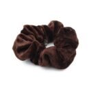 5 PCS Velvet Solid Color Elastic Hair Bands Ponytail Holder Scrunchies Tie Hair Rubber Band Headband - Dark Brown