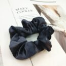 5 PCS Velvet Solid Color Elastic Hair Bands Ponytail Holder Scrunchies Tie Hair Rubber Band Headband - Dark Gray